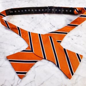 Orange, Blue and White Syriped Silk Bowtie